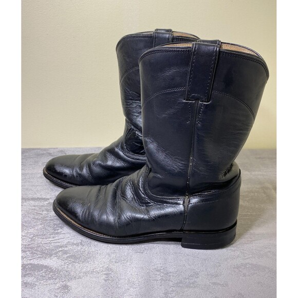 Vintage Justin 3133 Boots Mens Size 8D Black Leather Western Roper Cowboy Ranch main image 13